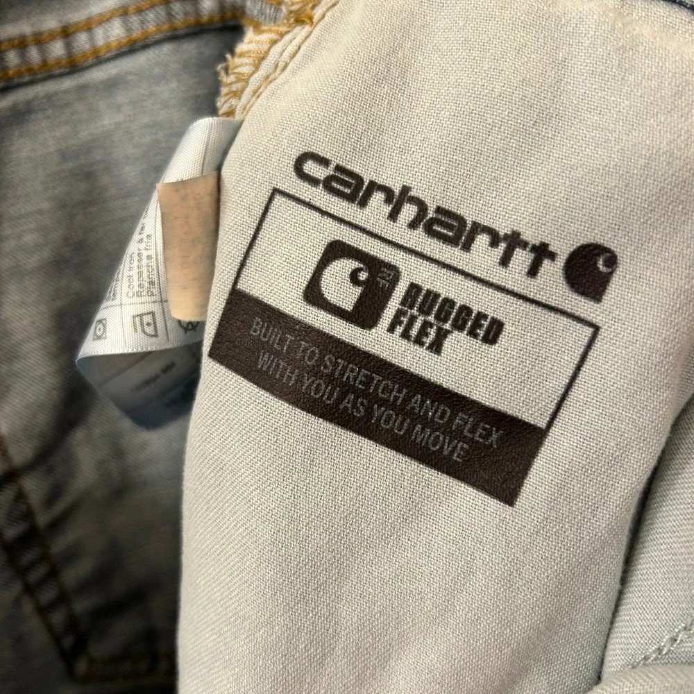 Carhartt Mens 38x30 Rugged Flex Relaxed Fit Jeans Light Wash Denim Stetch